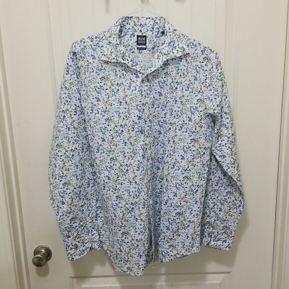 BOGGI MILANO Italian Style Blue 100% Cotton Long Sleeve Button Up sz Large - Picture 5 of 8